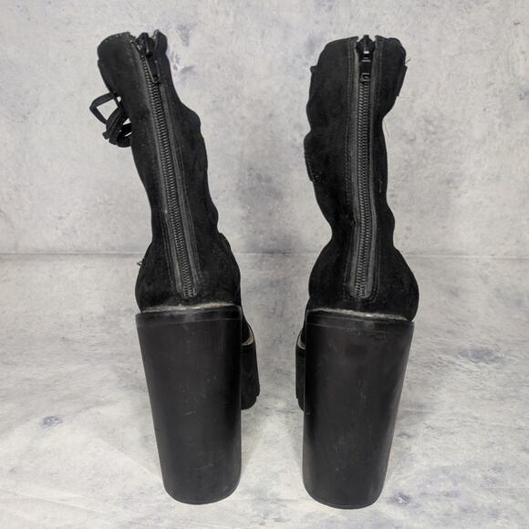 Jeffrey Campbell Adagio Suede Lace-Up Platform Heels in Black, Size 8.5 - Picture 7 of 11